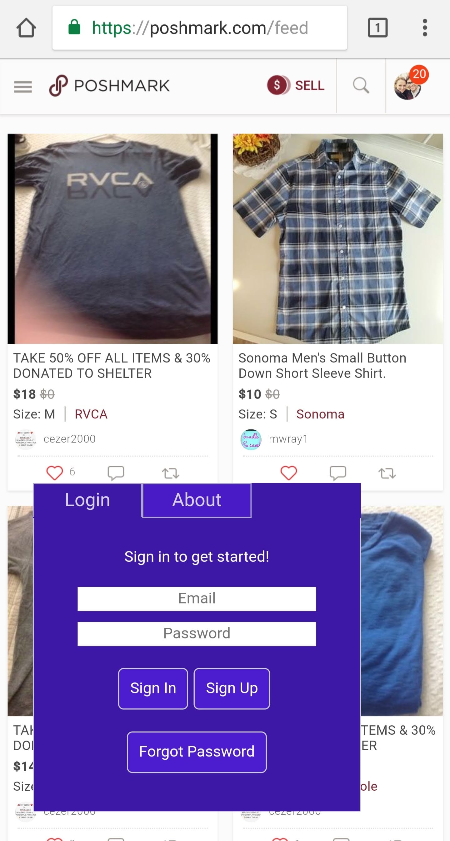 Poshmark Mobile Website